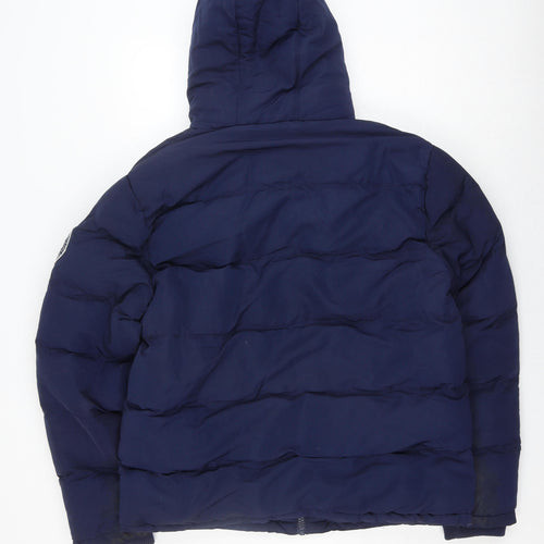 SoulCal & Co Men's Blue Hooded Puffer Jacket, M, Winter Warm