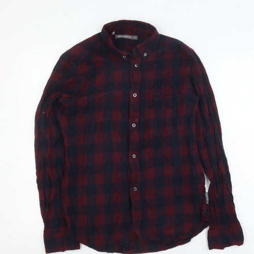 French Connection Men's Red Check Cotton Shirt M