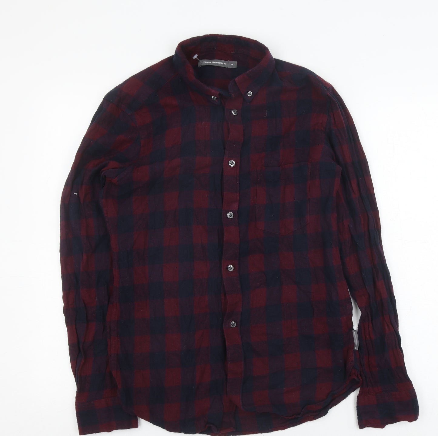 French Connection Men's Red Check Cotton Shirt M
