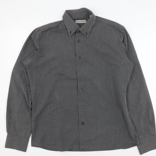 Primo Emporio Men's Grey Striped XL Button-Up Shirt