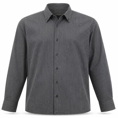 Primo Emporio Men's Grey Striped XL Button-Up Shirt