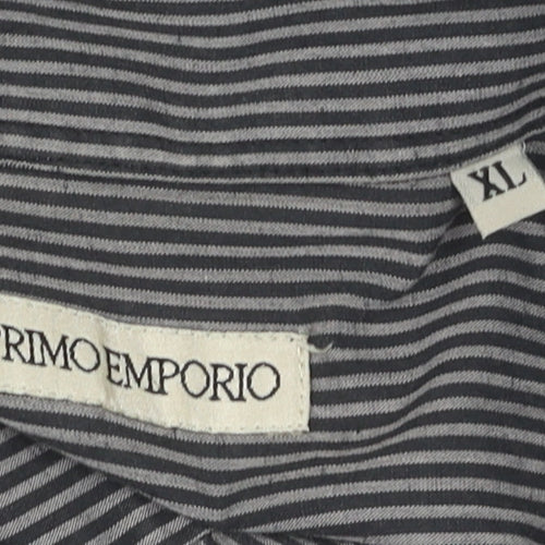 Primo Emporio Men's Grey Striped XL Button-Up Shirt