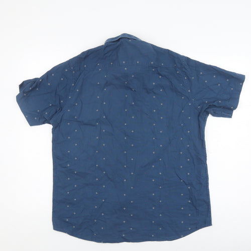 Morgan M Men's Blue Geometric Button-Up Shirt M