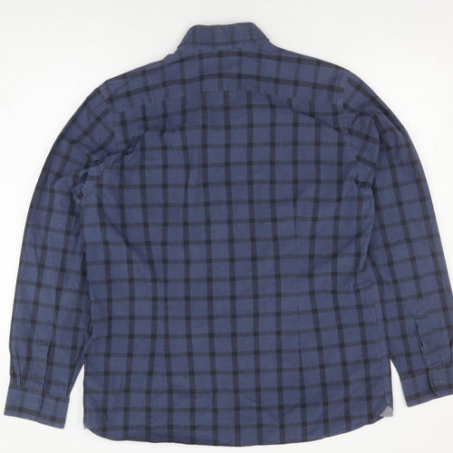 Ted Baker Mens Blue Plaid Long Sleeve Shirt Size 10
