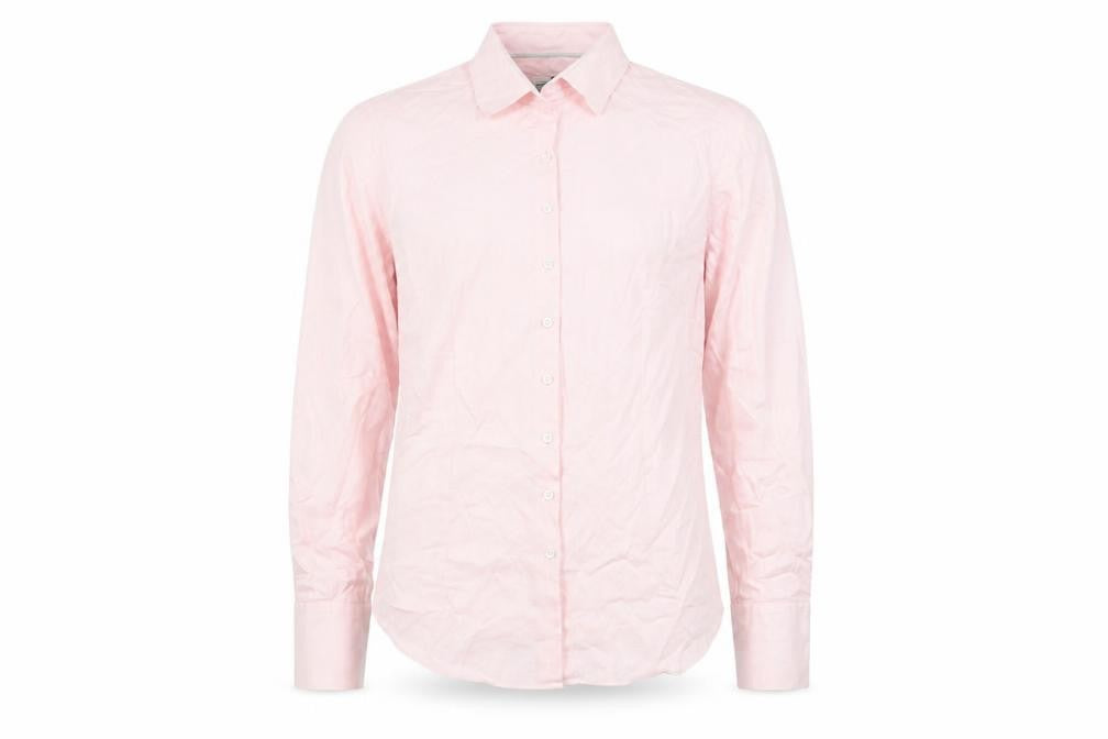 Front view of Hawes & Curtis Men's Pink Cotton Button-Up Shirt
