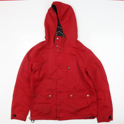 Climb Men's Red Parka Jacket Hooded L Lightweight Casual