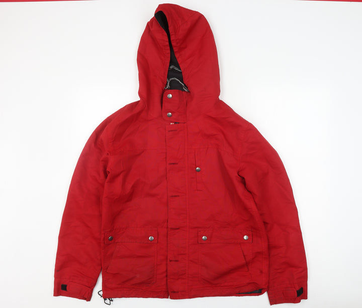 Climb Men's Red Parka Jacket Hooded L Lightweight Casual