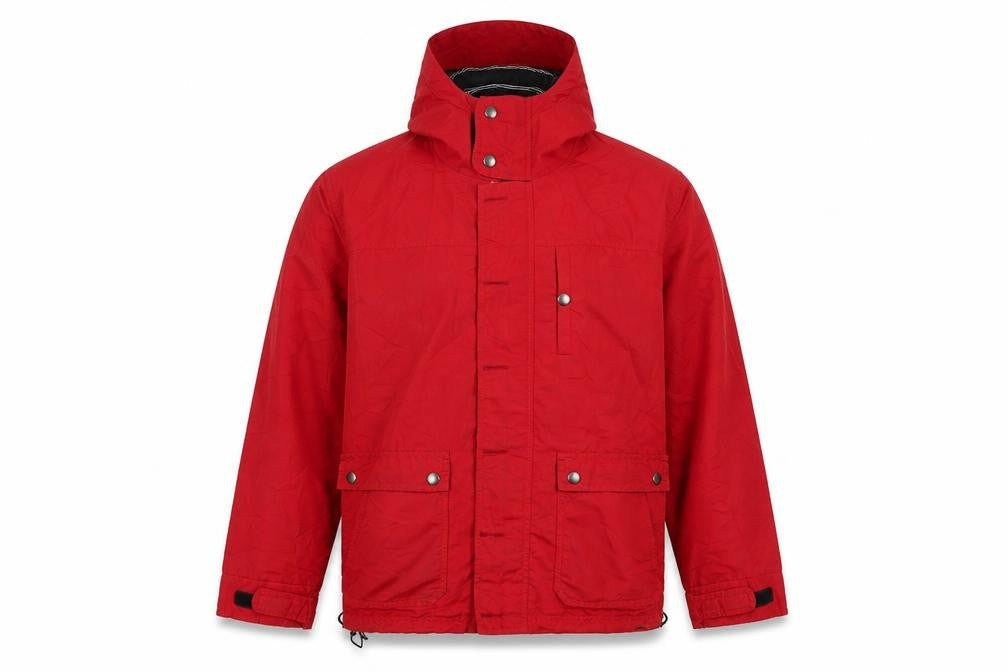 Front view of Climb Men's Red Parka Jacket Hooded L Lightweight Casual