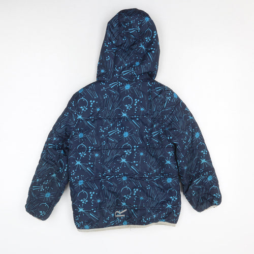 Regatta Boys Blue Puffer Jacket 8 Years Geometric Hooded