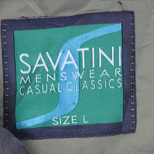 Savatini Men's Green Parka Jacket L Casual Zip & Button