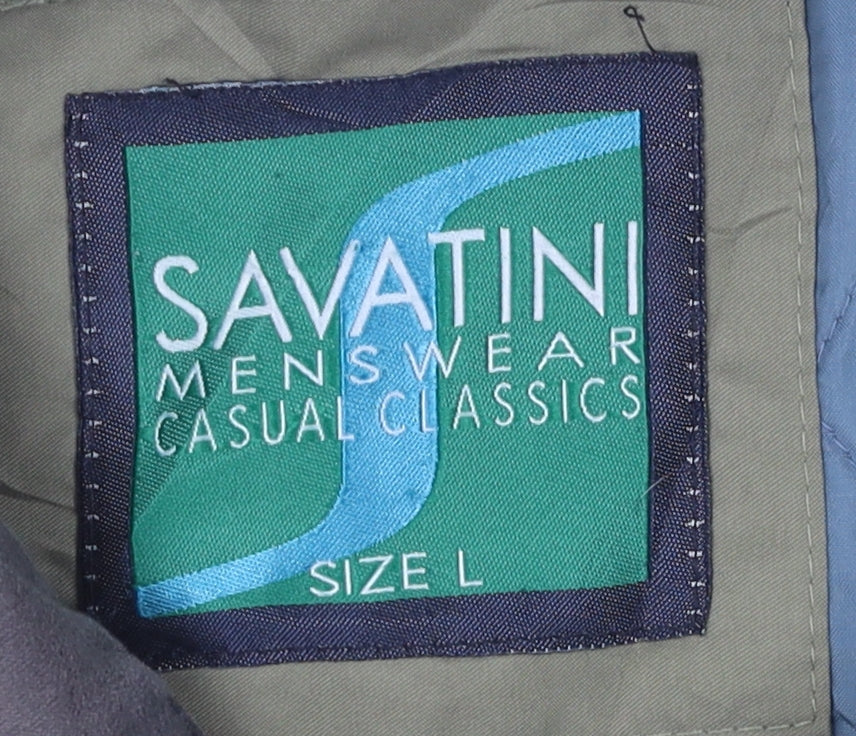 Savatini Men's Green Parka Jacket L Casual Zip & Button