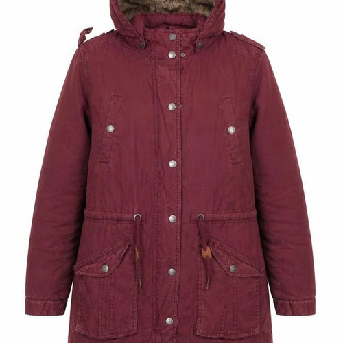 Fatface Women’s Red Parka Coat Size 10 Hooded & Lined