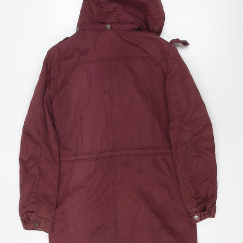 Fatface Women’s Red Parka Coat Size 10 Hooded & Lined