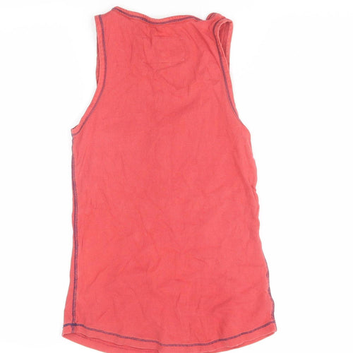 Iris & Edie Women’s Red Basic Cotton Henley Tank Top