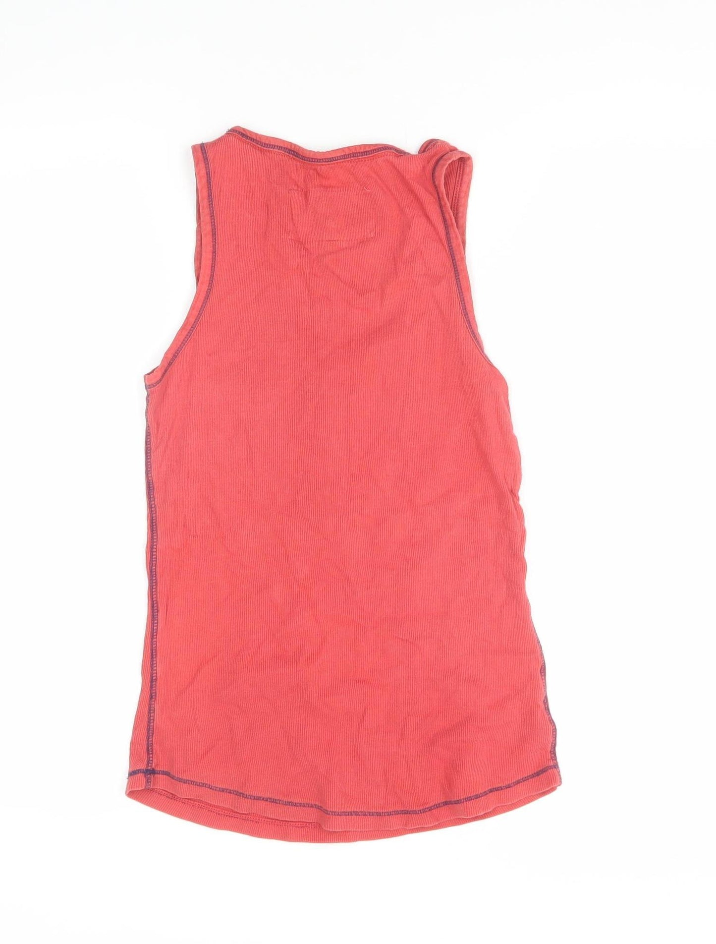 Iris & Edie Women’s Red Basic Cotton Henley Tank Top