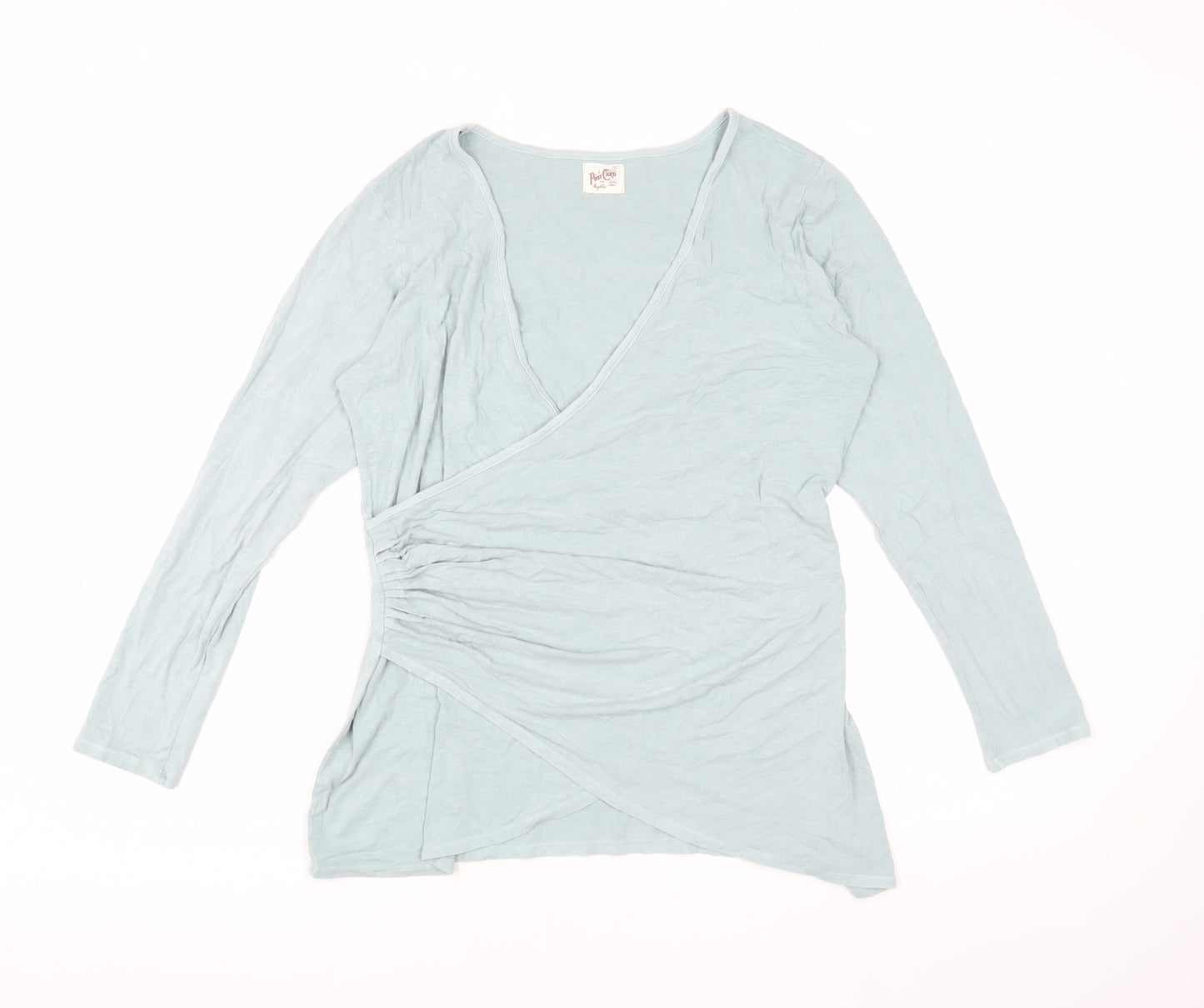 A Postcard From Brighton Women's Blue Wrap Blouse Size S
