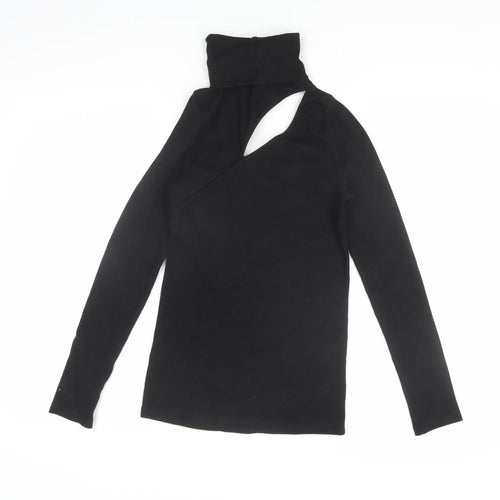 SAINT + SOFIA Women's Black High Neck T-Shirt Size 10