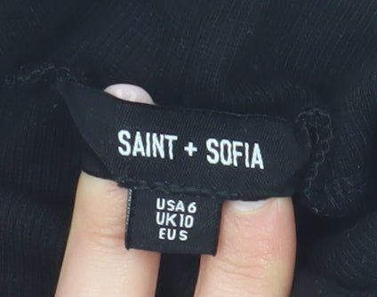 SAINT + SOFIA Women's Black High Neck T-Shirt Size 10
