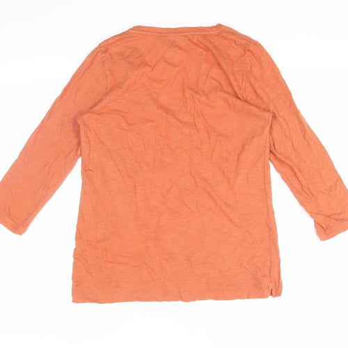 FatFace Women's Orange V-Neck T-Shirt Size 6