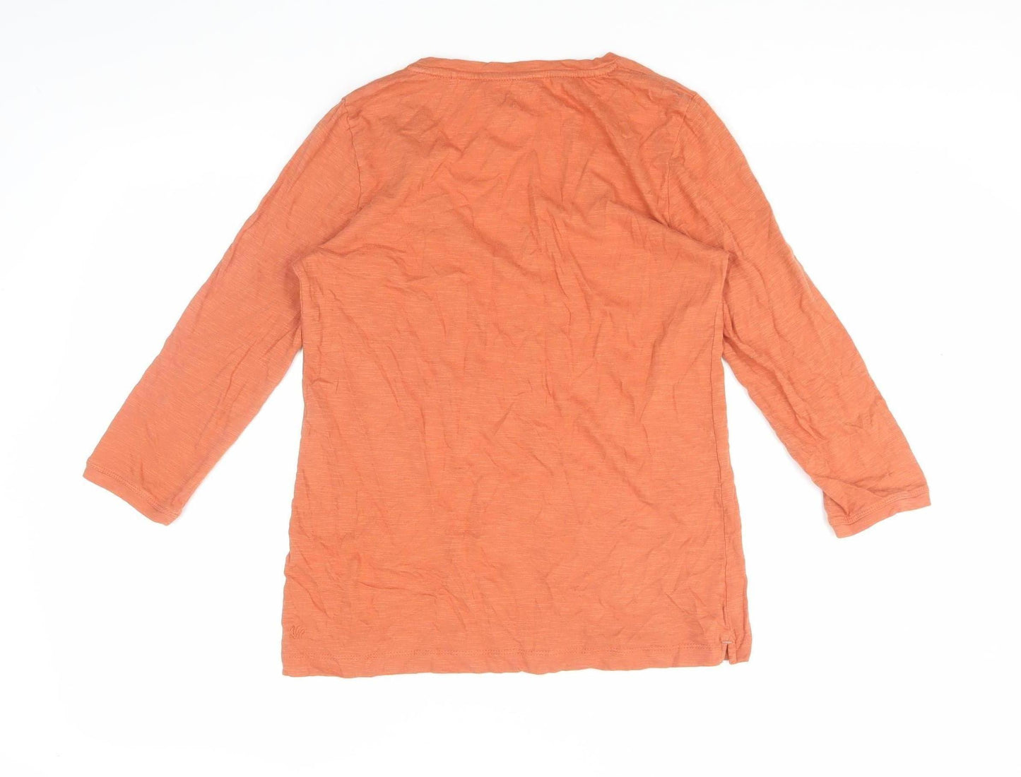 FatFace Women's Orange V-Neck T-Shirt Size 6