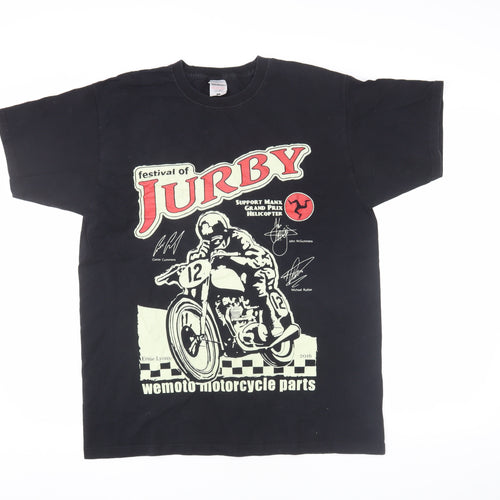 Fruit of the Loom Men's Black Motorcycle T-Shirt L