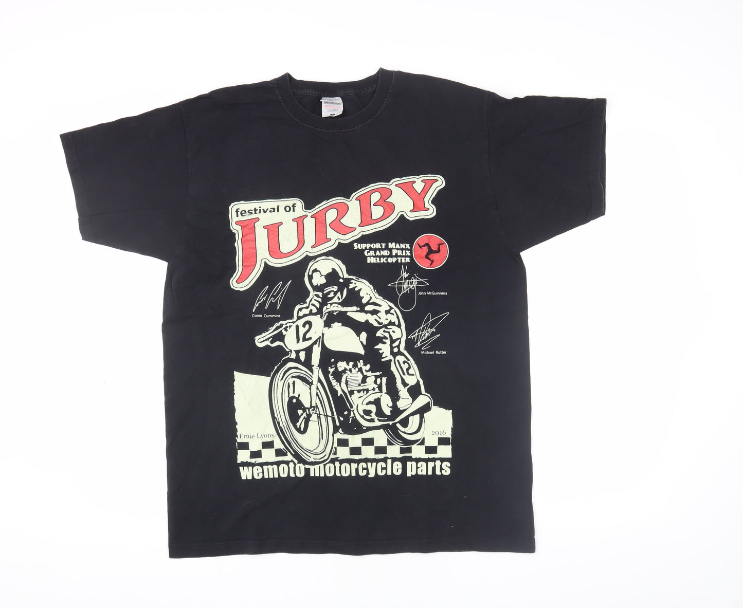 Fruit of the Loom Men's Black Motorcycle T-Shirt L