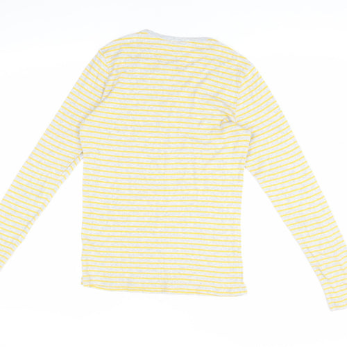 GAP Women's Yellow Striped Long Sleeve T-Shirt L