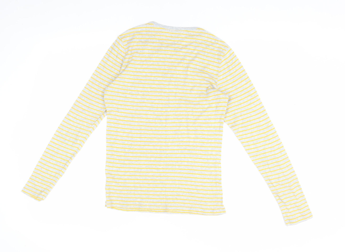 GAP Women's Yellow Striped Long Sleeve T-Shirt L
