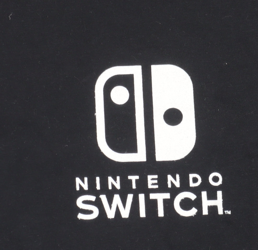 Nintendo Switch Men's Black Cotton Logo T-Shirt S