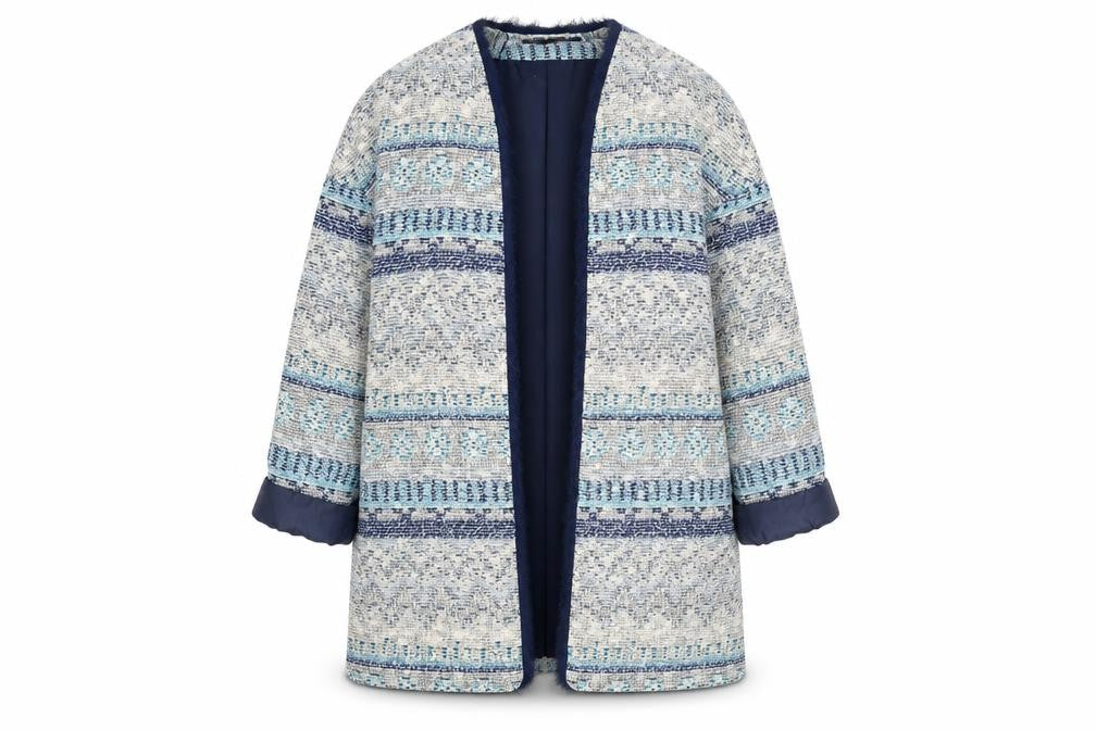 Front view of Zara Women’s Multicoloured Long Overcoat, size UK 8
