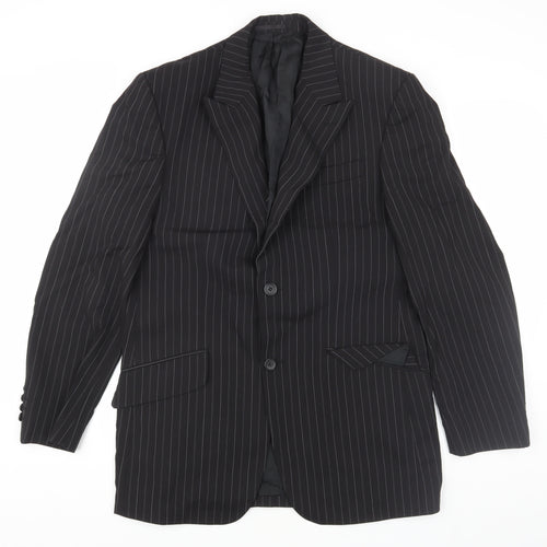 Tom English Men's Black Striped Blazer, 38 Regular Fit