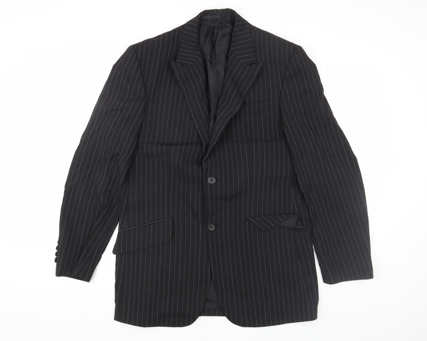 Tom English Men's Black Striped Blazer, 38 Regular Fit