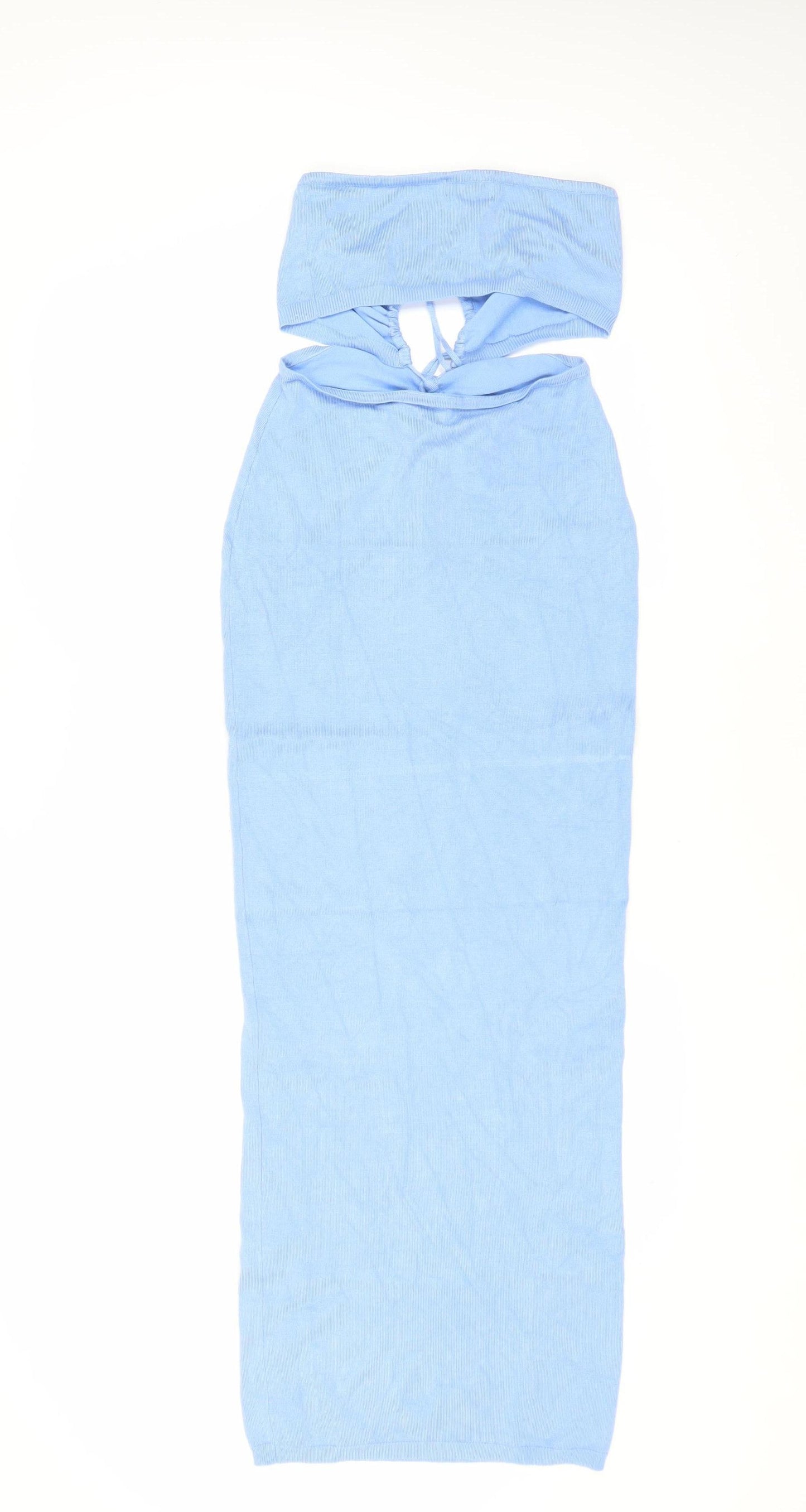 PrettyLittleThing Women Blue Strapless Dress S
