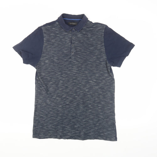 Silver Eight Men's Blue Striped Polo Shirt S