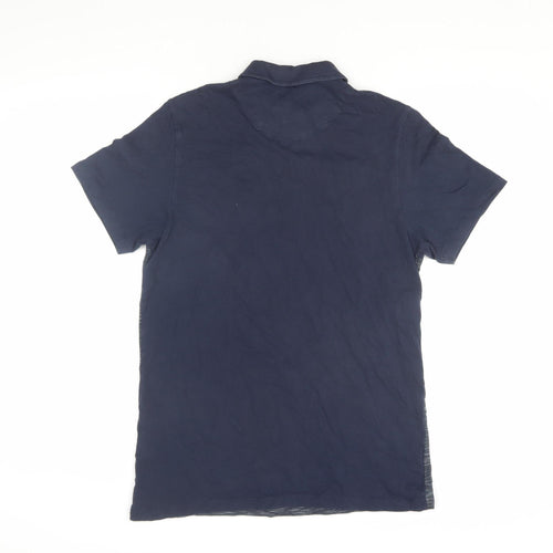 Silver Eight Men's Blue Striped Polo Shirt S
