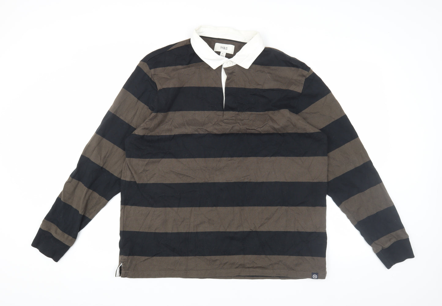 Marks and Spencer Men's Brown XL Striped Polo