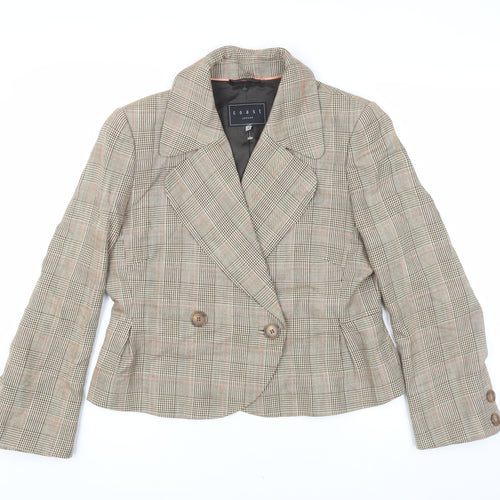 Coast Women's Beige Plaid Blazer Jacket - Size 16