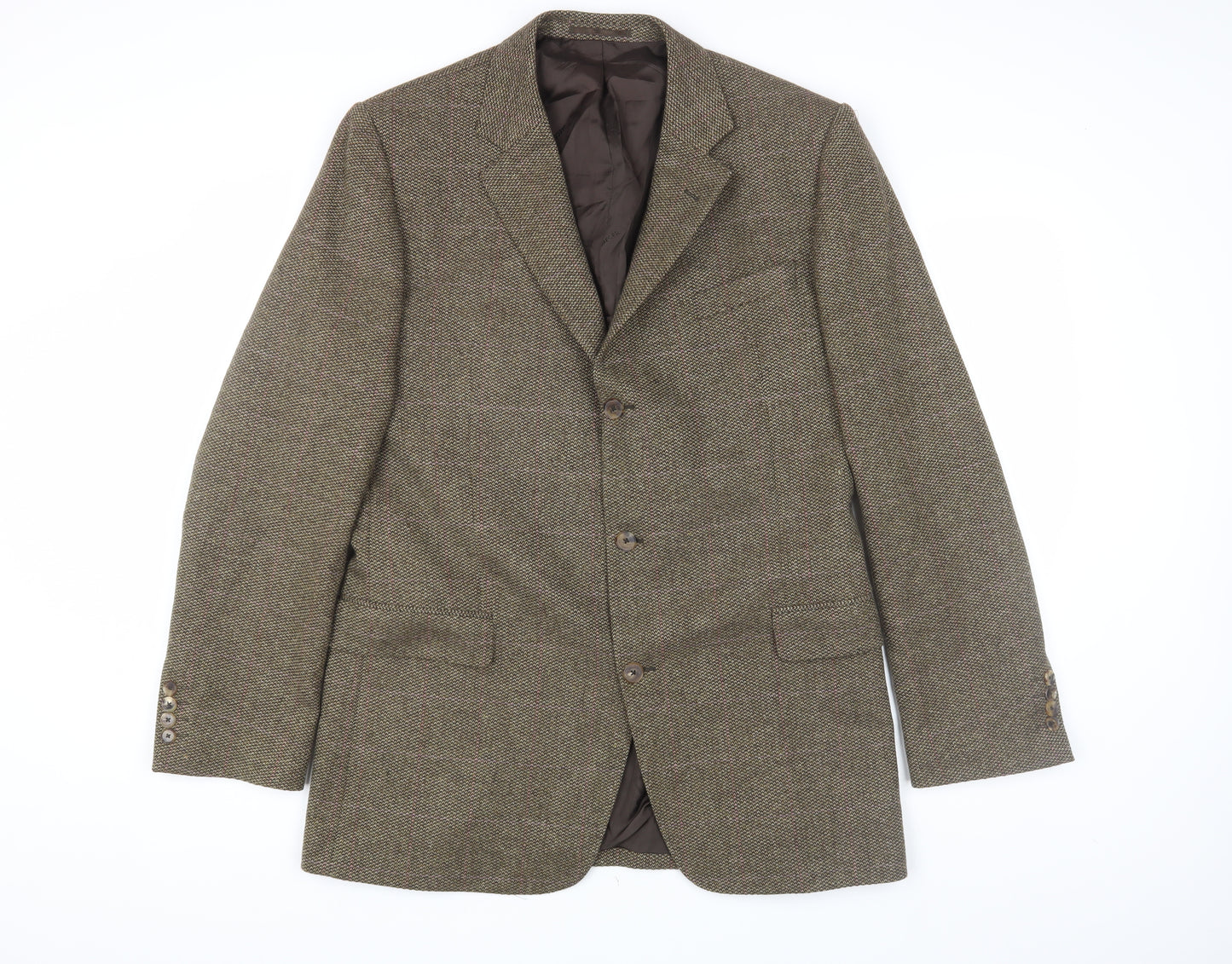 Jaeger Men's Brown Tweed Blazer - Size 44L, Classic Style