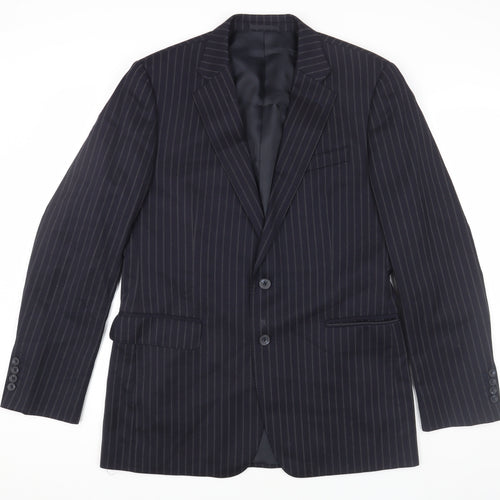 Jaeger Men's Black Striped Wool Blazer, Size 40R