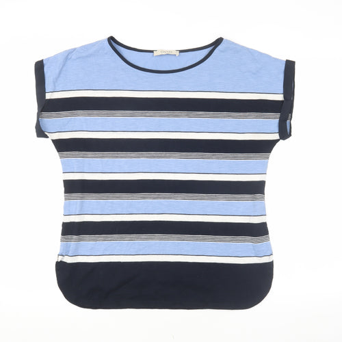 Oasis Women's Blue Striped T-Shirt, M, Spring Casual