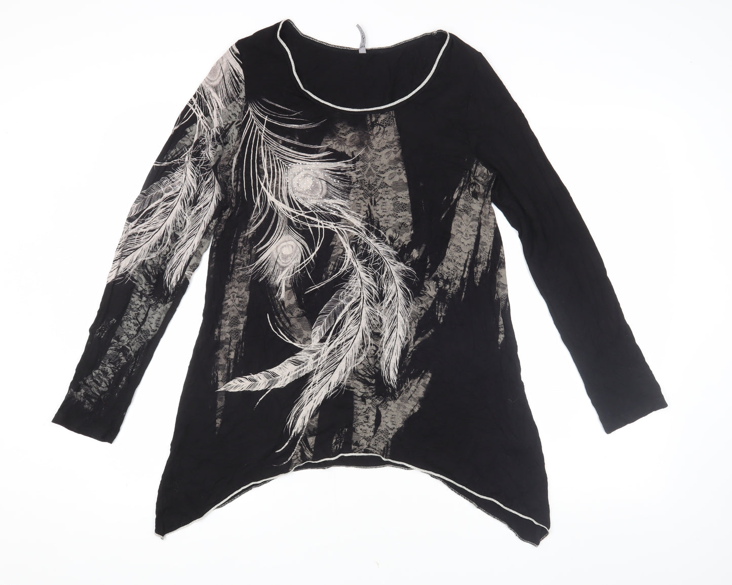 Edista Women's Black Long Sleeve Tunic Blouse L