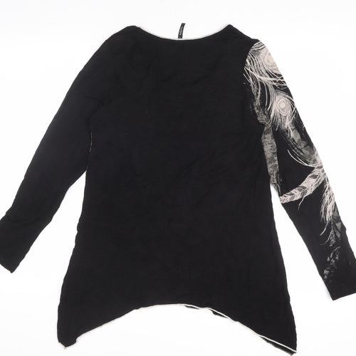 Edista Women's Black Long Sleeve Tunic Blouse L