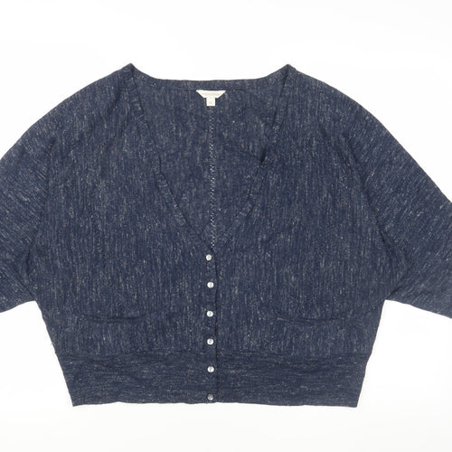 Monsoon Women's Blue V-Neck Cardigan XL