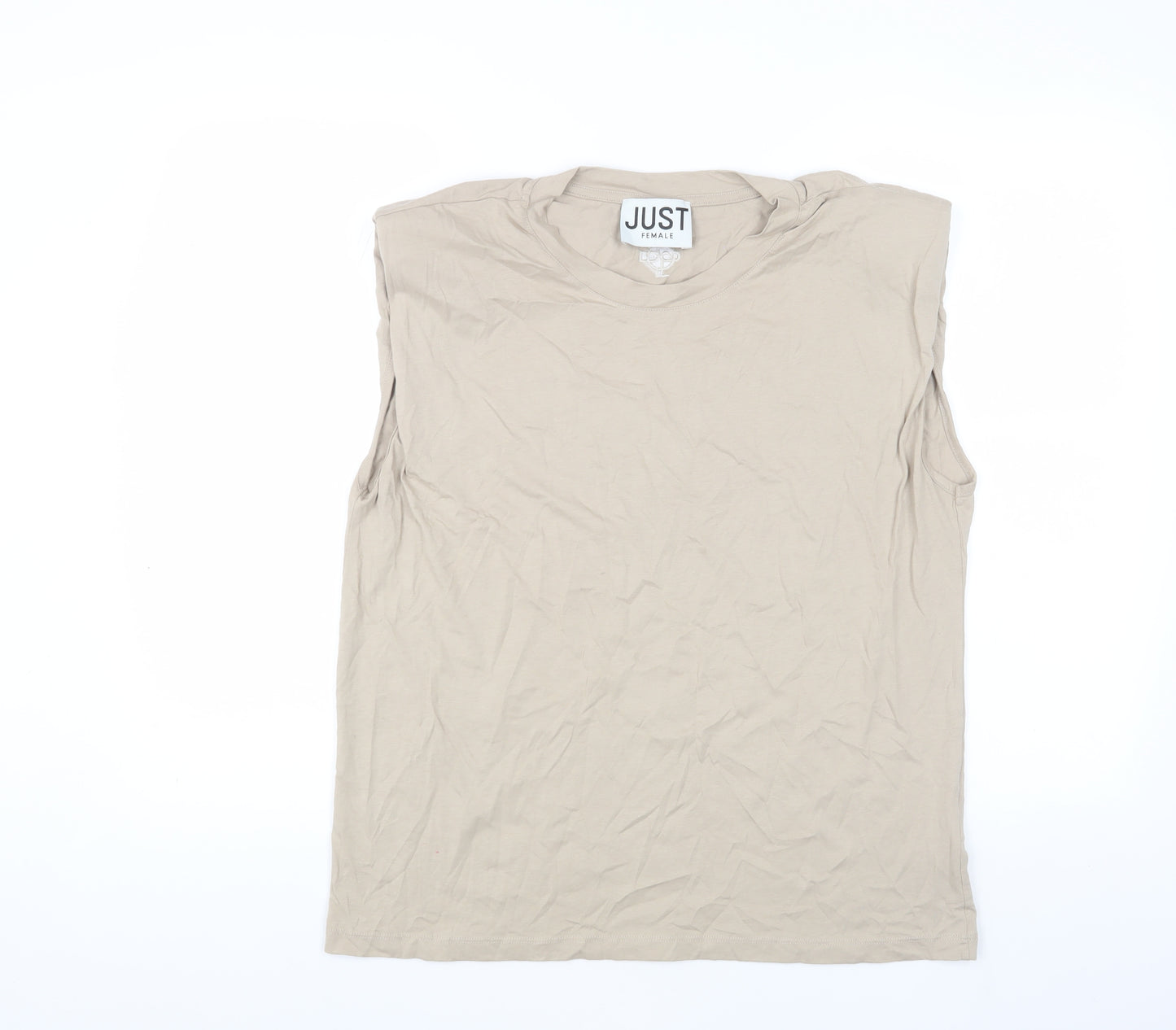JUST Female Beige Cotton Sleeveless Tank Top