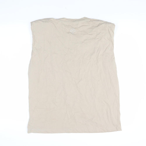 JUST Female Beige Cotton Sleeveless Tank Top