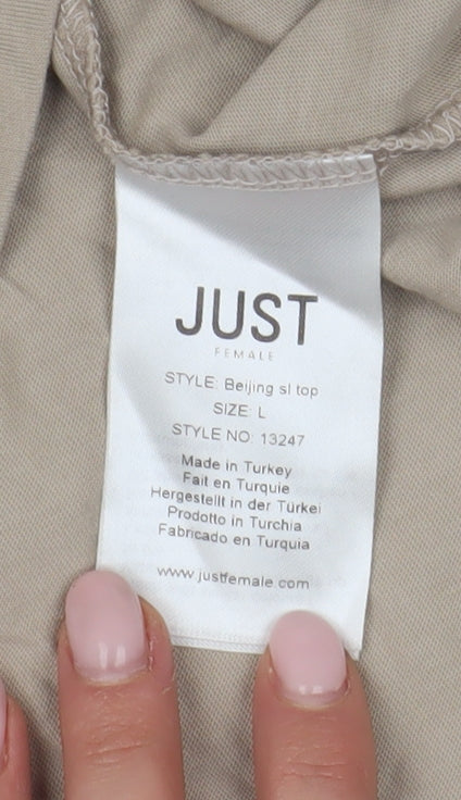 JUST Female Beige Cotton Sleeveless Tank Top