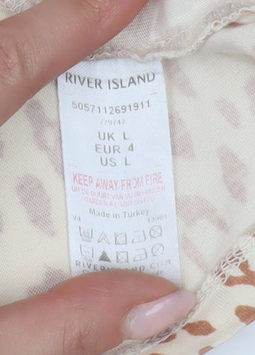 River Island Women's Animal Print Long Sleeve Top L