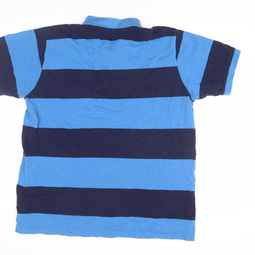 Mitre Men's Blue XL Striped Short Sleeve Polo