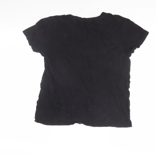 Bershka Women's Black Crew Neck T-Shirt Size 12 Casual