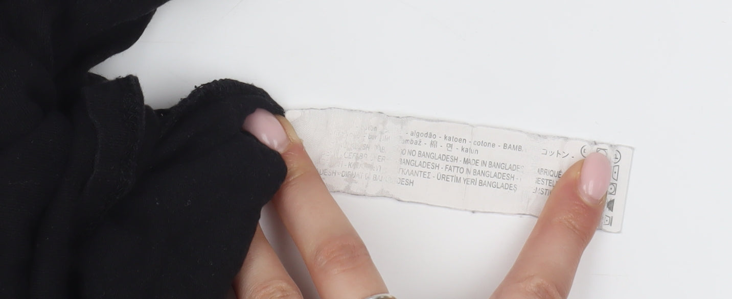 Bershka Women's Black Crew Neck T-Shirt Size 12 Casual